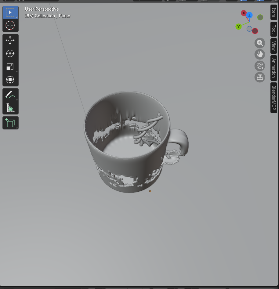 Double helix handle mistake made inside mug