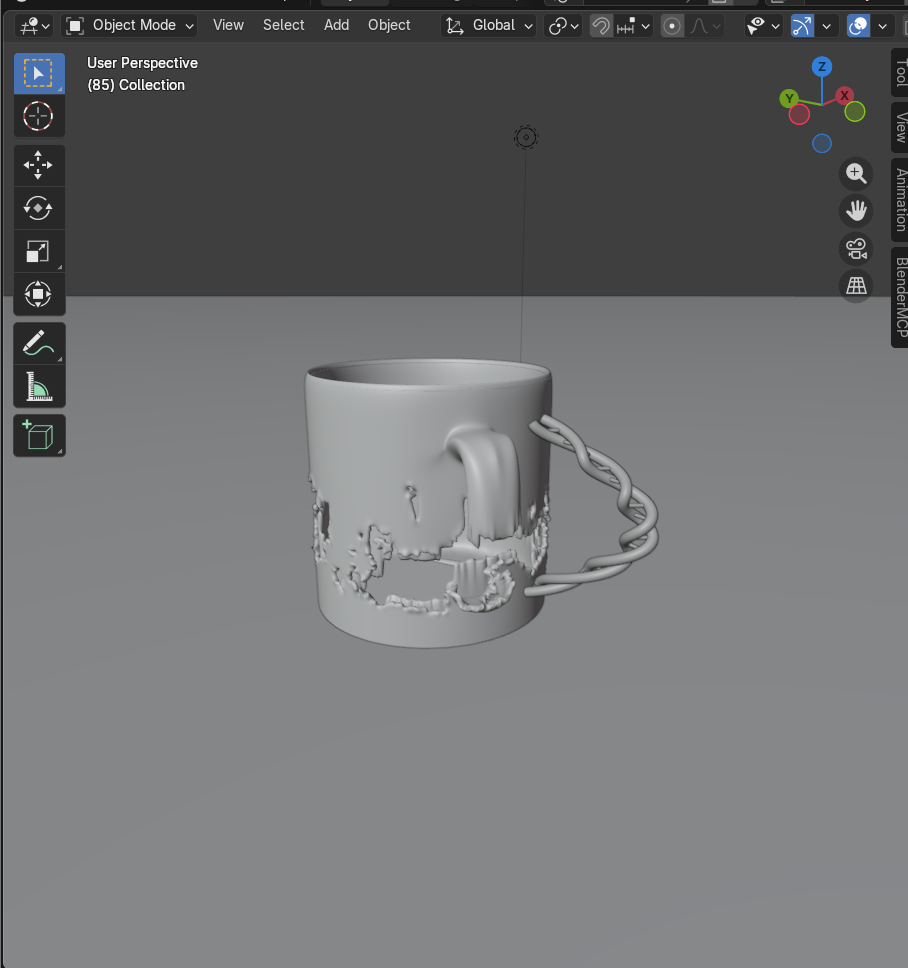 Double helix handle side view