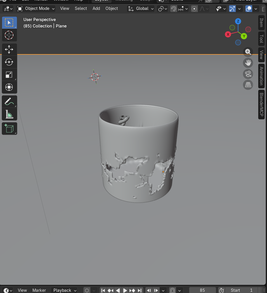 Third stage of erosion mug