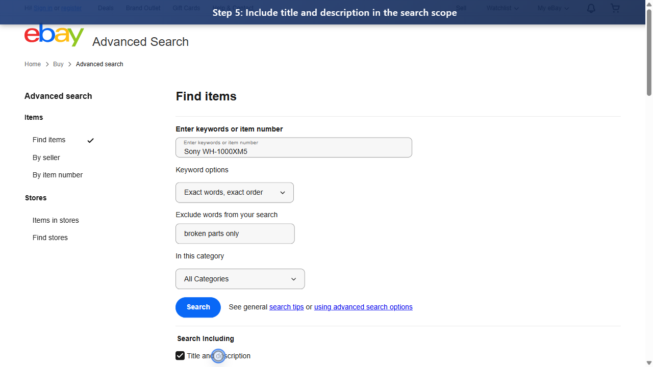 Step 5: Include title and description in the search scope