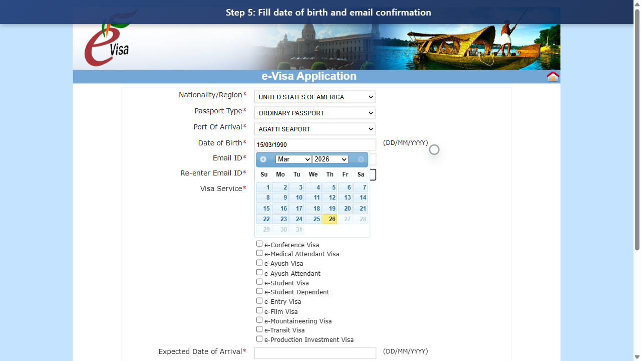 Step 5: Fill date of birth and email confirmation