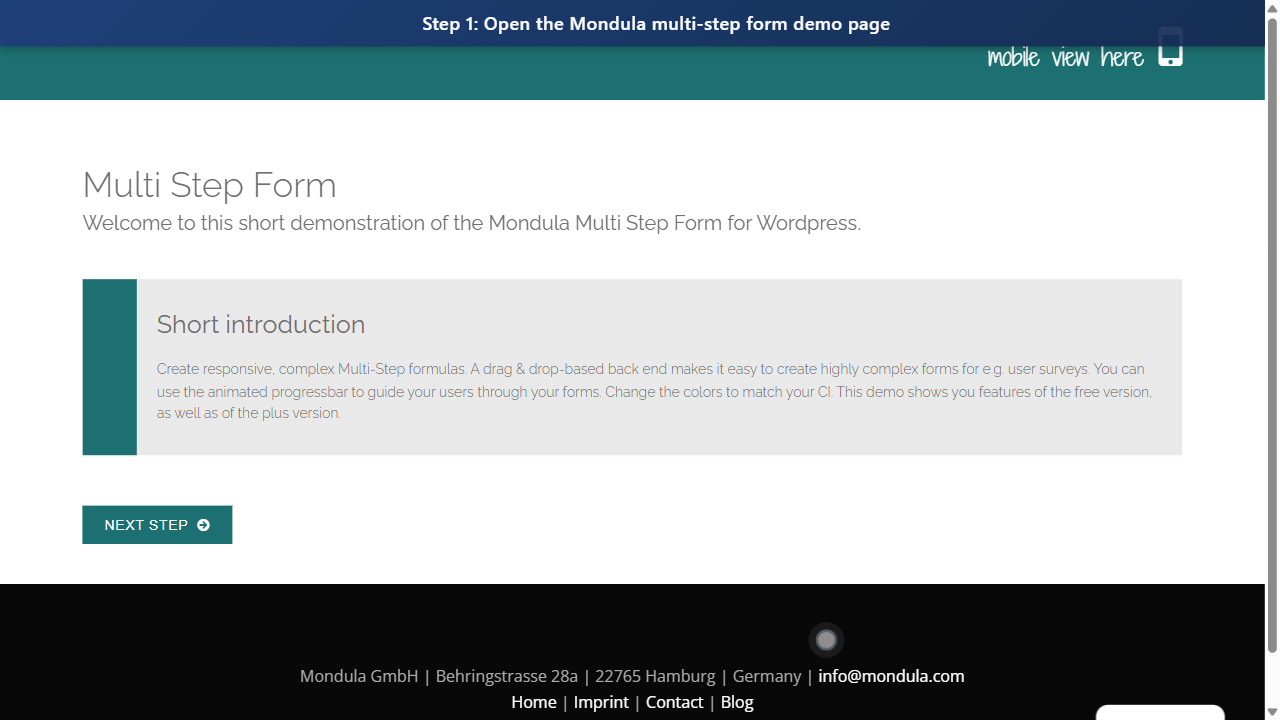 Complete a Multi-Page Form on Mondula screenshot preview