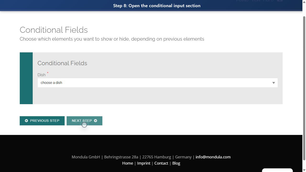 Step 8: Open the conditional input section