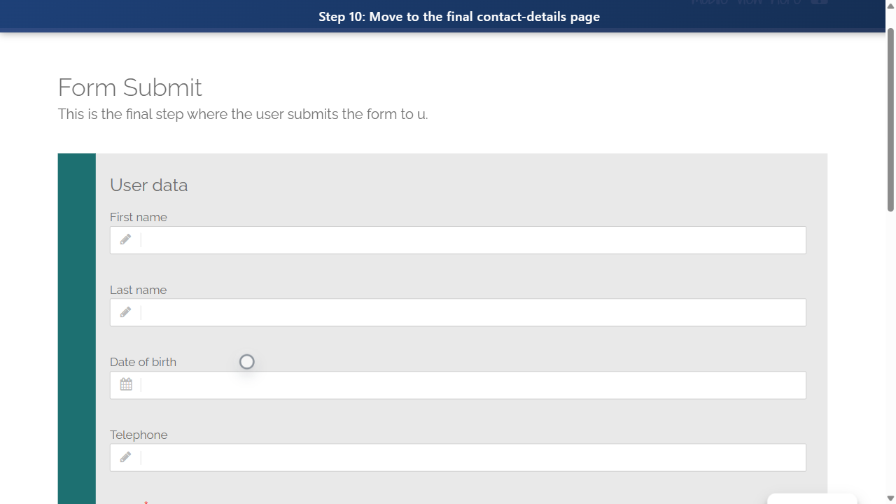 Step 10: Move to the final contact-details page