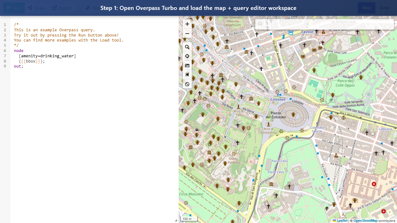 Query Geographic Data with Overpass Turbo screenshot preview