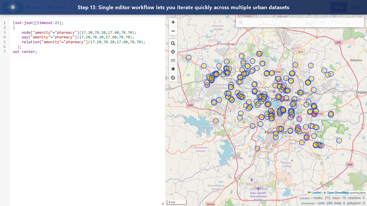 Step 13: Single editor workflow lets you iterate quickly across multiple urban datasets