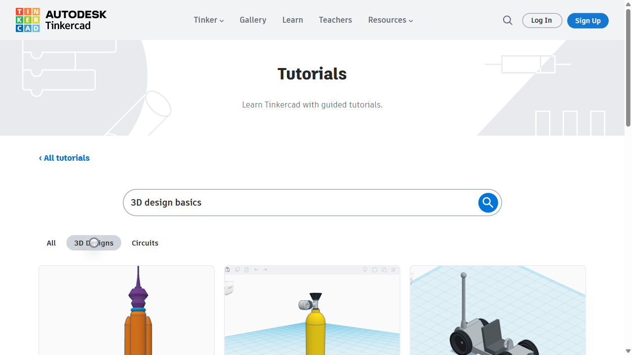 Step 4: Stay on the 3D Design track while the search results load