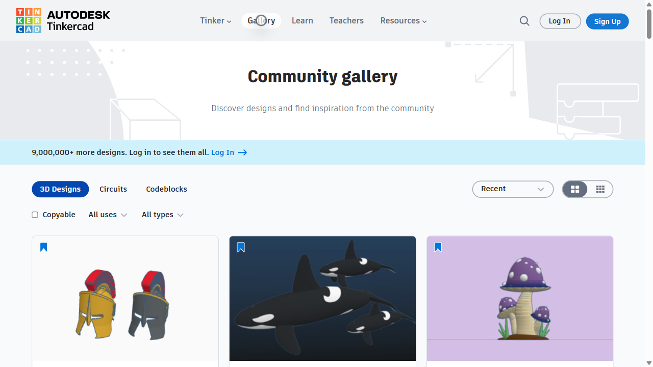 Step 8: Open the Community Gallery to explore standout Tinkercad designs