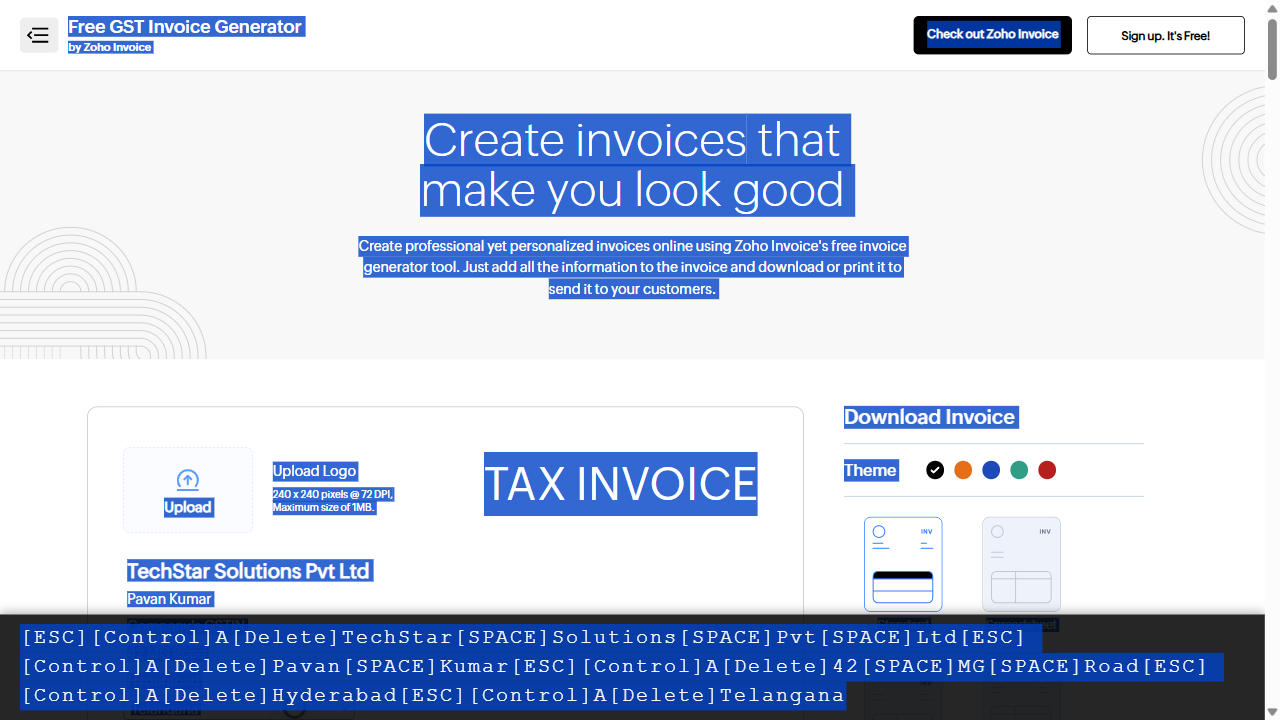 Step 3: Enter business details: company name, contact, and address
