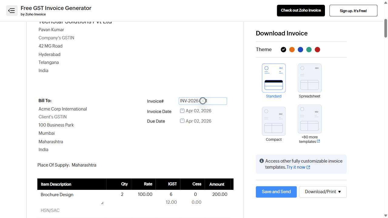 Step 5: Set invoice number to INV-2026-001