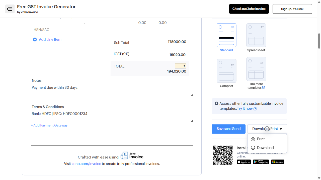 Step 12: Tutorial complete - create professional GST invoices in minutes